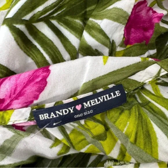 Brandy Melville dress tropical 🌴 green white pink open back strappy beach 🏖️ - Picture 13 of 14